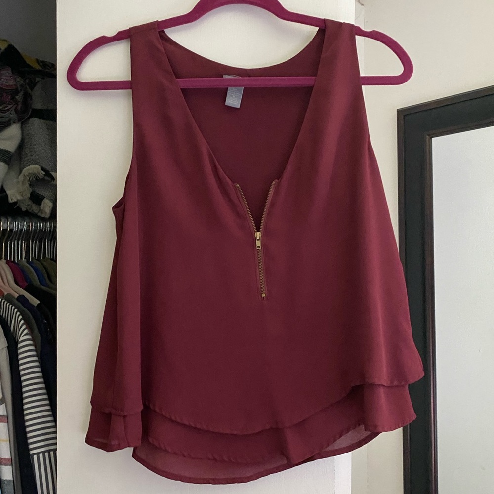 Burgundy blouse tank top